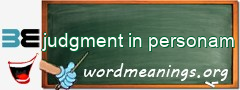 WordMeaning blackboard for judgment in personam